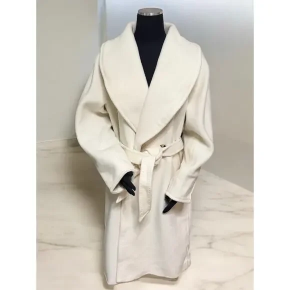 NWT Santinni London “Hepburn” Italian Virgin Wool & Cashmere Coat Size L - Picture 2 of 16